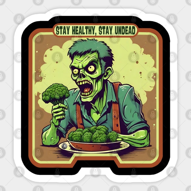 Broccoli zombie healthy life Sticker by Ilustradamus